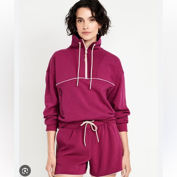 Old Navy Tops - Old Navy Active Dynamic Fleece Fuchsia Pink Pullover Half-Zip Hoodie Small